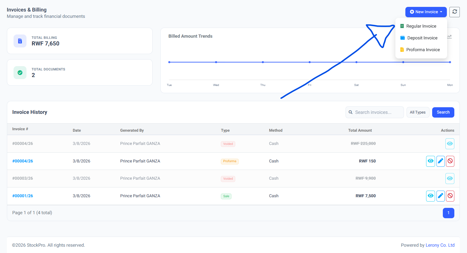 Multi-Type Invoicing System