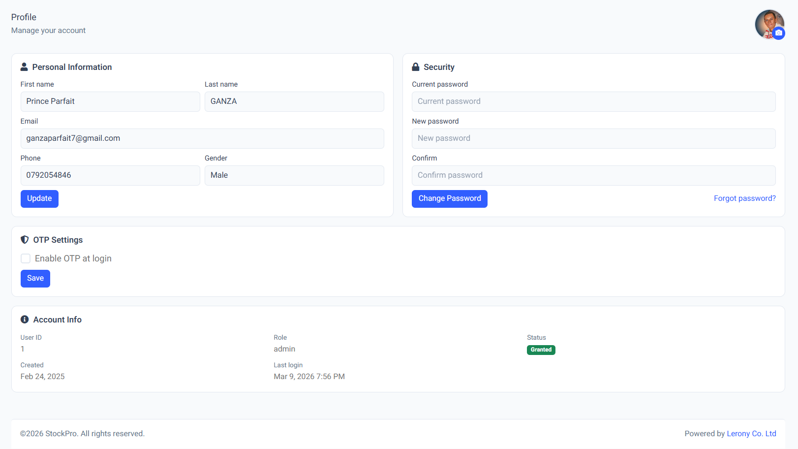 Profile Settings